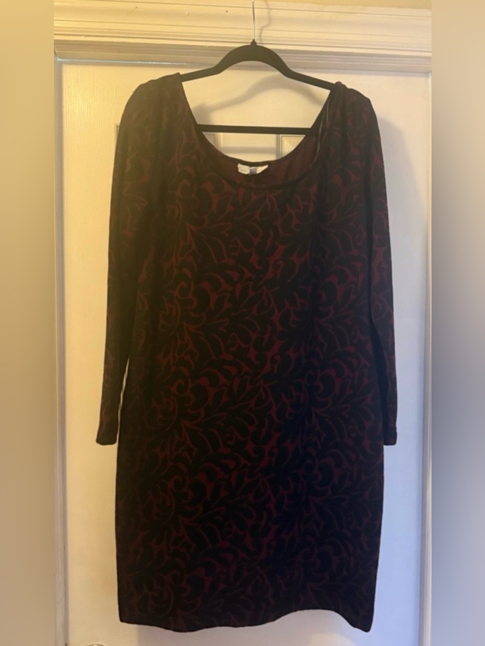 Jessica Simpson Maternity Dress XL Burgundy Floral Long Sleeve Fall Holiday - Picture 4 of 10